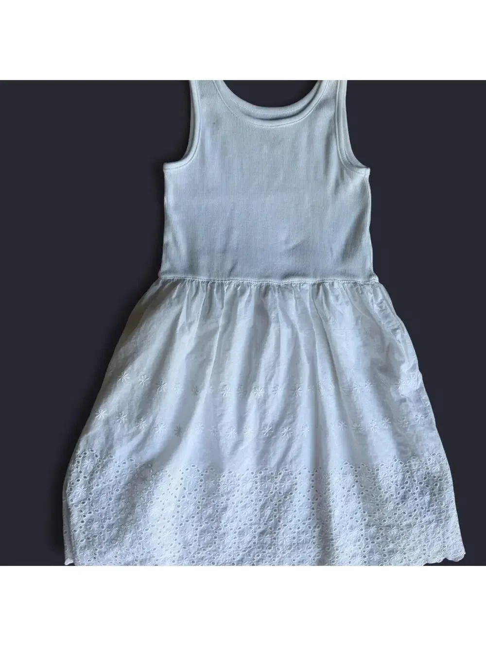 Gap Kids White Mix-Fabric Eyelet Tank Dress